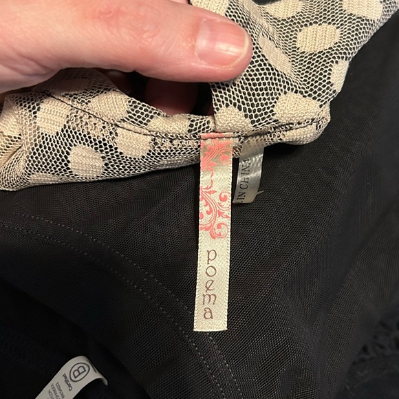 Poema Shell Blouse Peter Pan Collar Vintage Style Sheer Lace Swing Black Cream - Picture 5 of 5